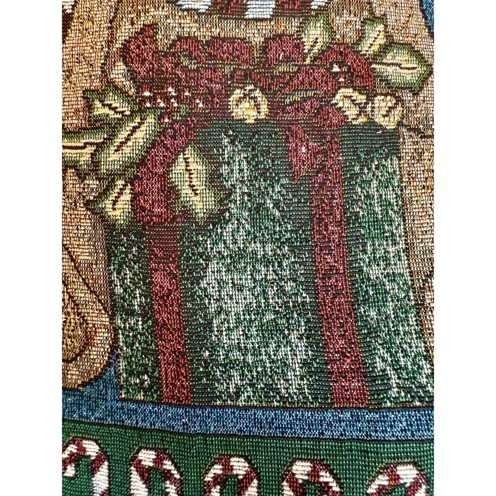 MADISON LANDING Christmas tapestry pillow CHRISTMAS BEAR & CANDY CANES  NWT
